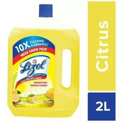 Lizol Disinfectant Surface & Floor Cleaner Liquid - Citrus, Kills 99.9% Germs, 2 L
